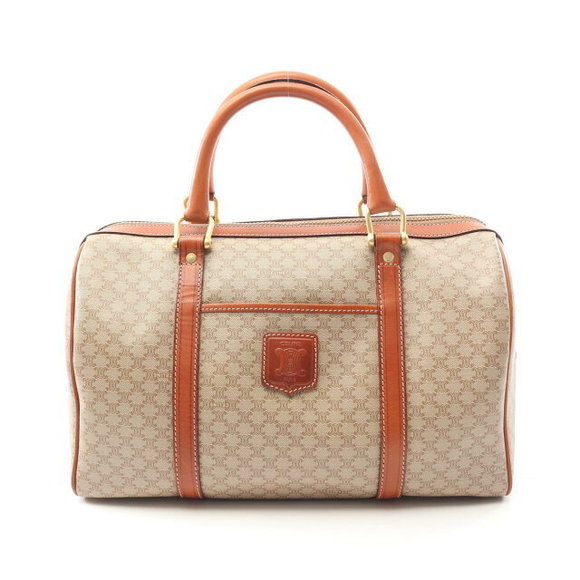 Celine Macadam Boston Bag Leather Beige Brown - Picture 1 of 7